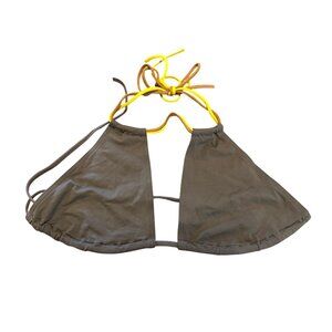 Eres Graziella Bikini Top In Grey With Yellow Tie Straps Size 42 US 10